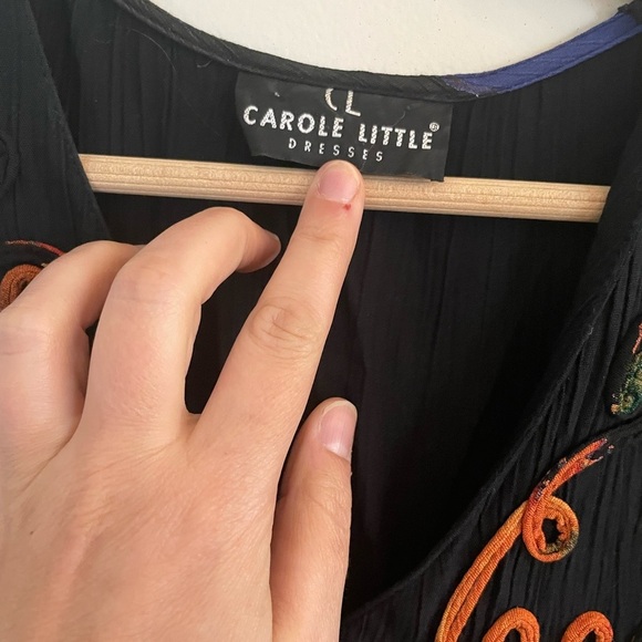 Carole Little Dress maxi Women medium Black Boho Sleeveless Geometric vintage - Picture 3 of 4